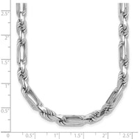 Sterling Silver Rhodium-Plated 5.5mm Figaro Rope Chain Necklace - 20" by Lumare Gioia