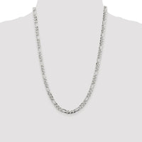 Sterling Silver Rhodium-Plated 5.5mm Pavé Flat Figaro Chain - 24 Inches by Lumare Gioia