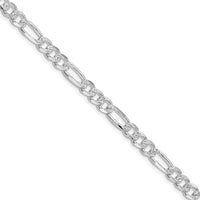 Sterling Silver Rhodium-Plated 5.5mm Pavé Flat Figaro Chain Necklace - 26 Inch by Lumare Gioia