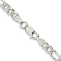 Sterling Silver Rhodium-Plated 5.5mm Pavé Flat Figaro Chain Necklace - 26 Inch by Lumare Gioia
