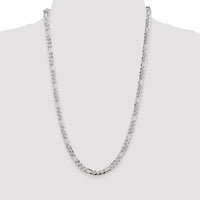 Sterling Silver Rhodium-Plated 5.5mm Pavé Flat Figaro Chain Necklace - 26 Inch by Lumare Gioia