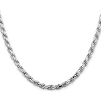 Sterling Silver Rhodium-Plated 5.75mm Diamond-Cut Rope Chain Necklace - 30 Inches by Lumare Gioia