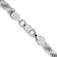 Sterling Silver Rhodium-Plated 5.75mm Diamond-Cut Rope Chain Necklace - 30 Inches by Lumare Gioia