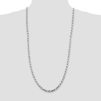 Sterling Silver Rhodium-Plated 5.75mm Diamond-Cut Rope Chain Necklace - 30 Inches by Lumare Gioia