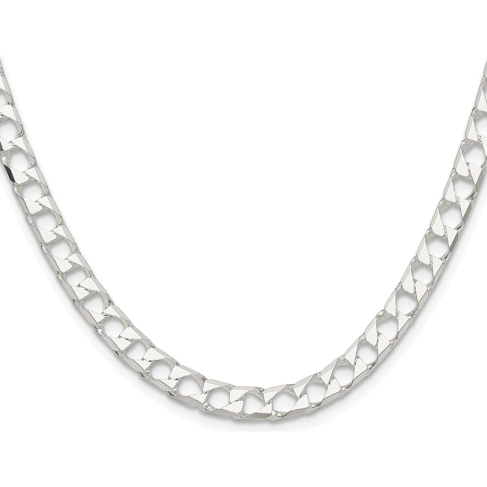 Sterling Silver Rhodium-Plated 5.75mm Diamond-Cut Square Curb Chain - 18" by Lumare Gioia
