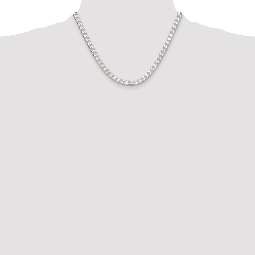 Sterling Silver Rhodium-Plated 5.75mm Diamond-Cut Square Curb Chain - 18" by Lumare Gioia