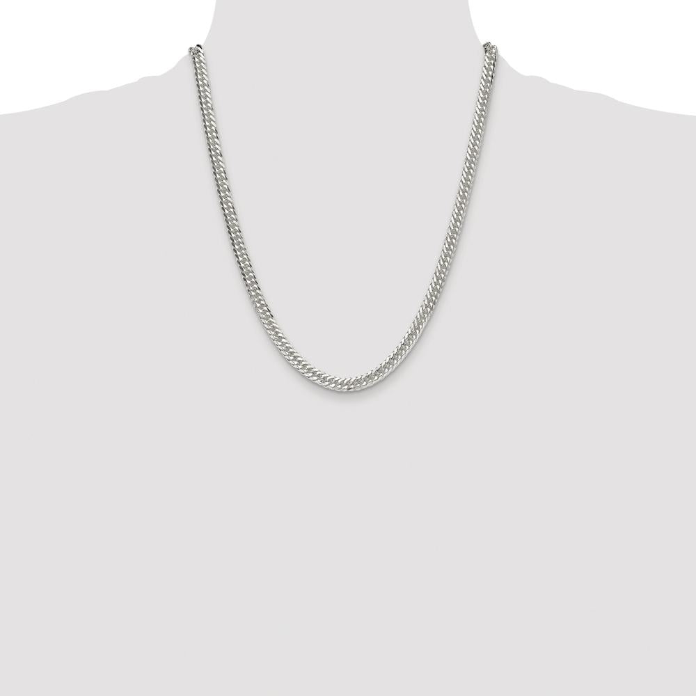 Sterling Silver Rhodium-Plated 5.7mm Diamond-Cut Curb Chain - 22 Inches by Lumare Gioia