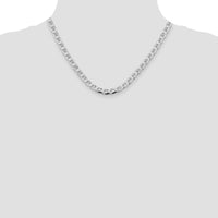 Sterling Silver Rhodium-Plated 5.7mm Diamond-Cut Flat Anchor Curb Chain - 18" Length by Lumare Gioia
