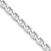 Sterling Silver Rhodium-Plated 5.7mm Diamond-Cut Flat Anchor Curb Chain - 20" Length by Lumare Gioia