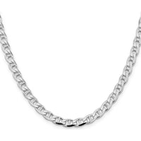 Sterling Silver Rhodium-Plated 5.7mm Diamond-Cut Flat Anchor Curb Chain - 20" Length by Lumare Gioia