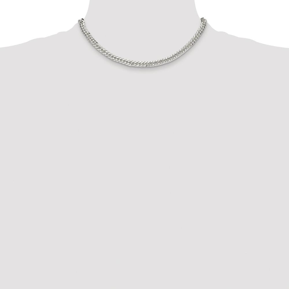 Sterling Silver Rhodium-Plated 5.7mm Double Diamond-Cut Curb Chain - 16" by Lumare Gioia