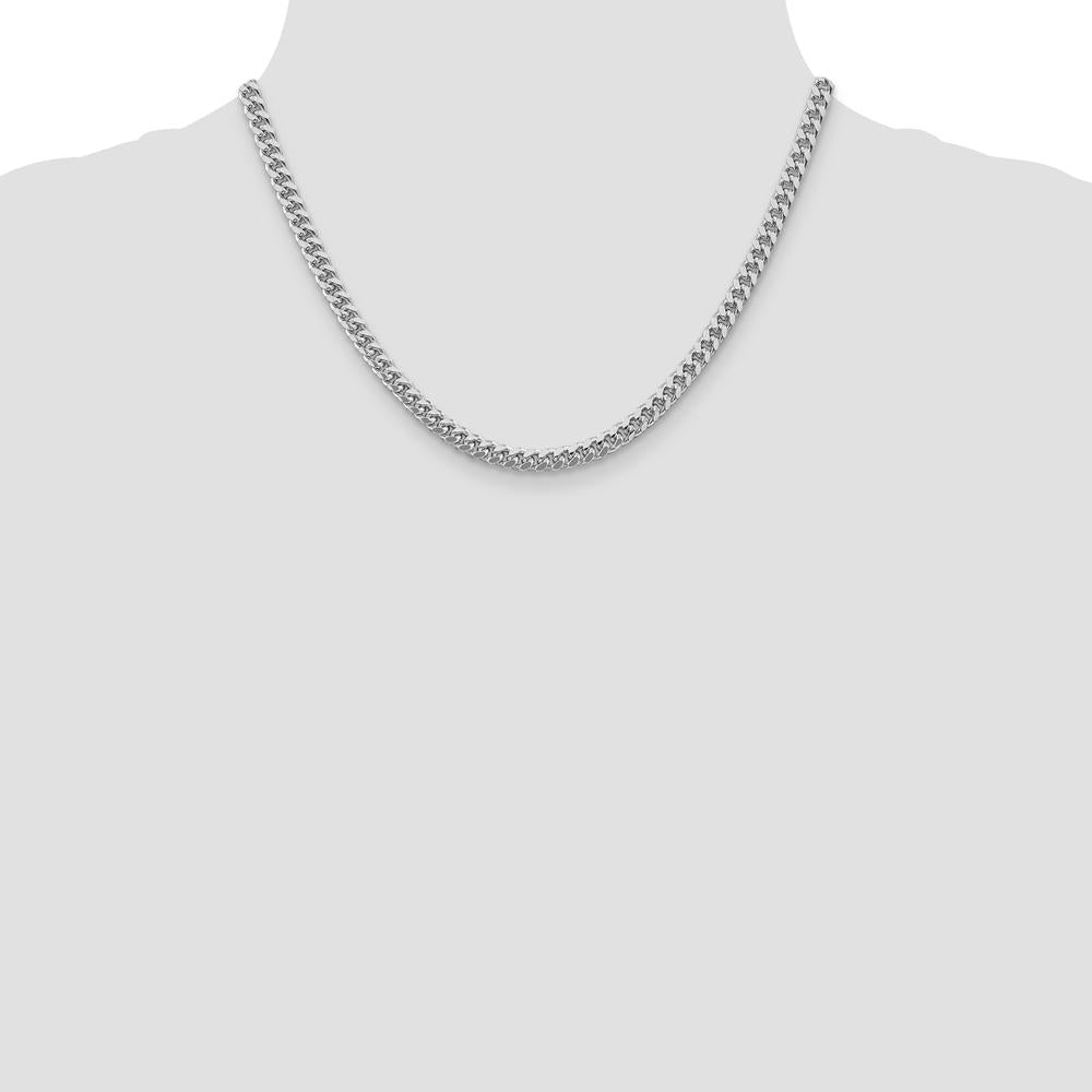 Sterling Silver Rhodium-Plated 5mm Diamond-Cut Curb Chain Necklace - 18" Length by Lumare Gioia