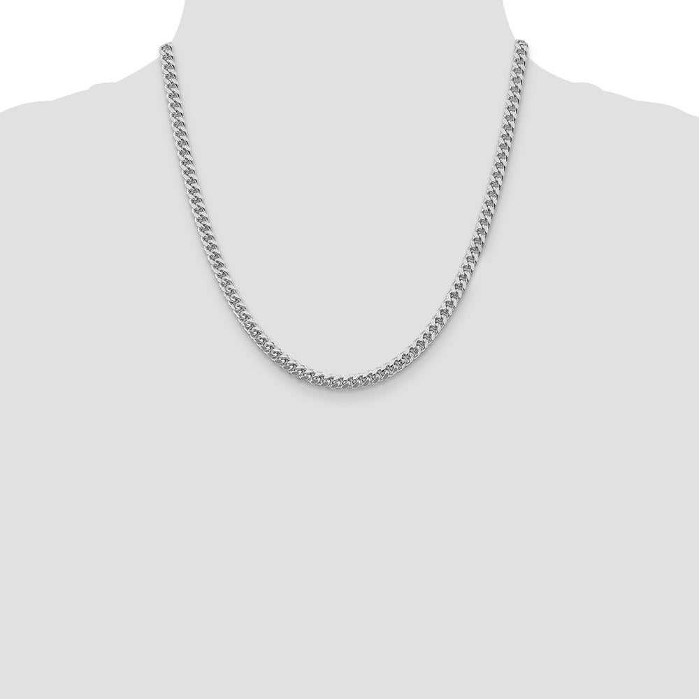 Sterling Silver Rhodium-Plated 5mm Domed Curb Chain with Diamond-Cut Sides - 20" by Lumare Gioia