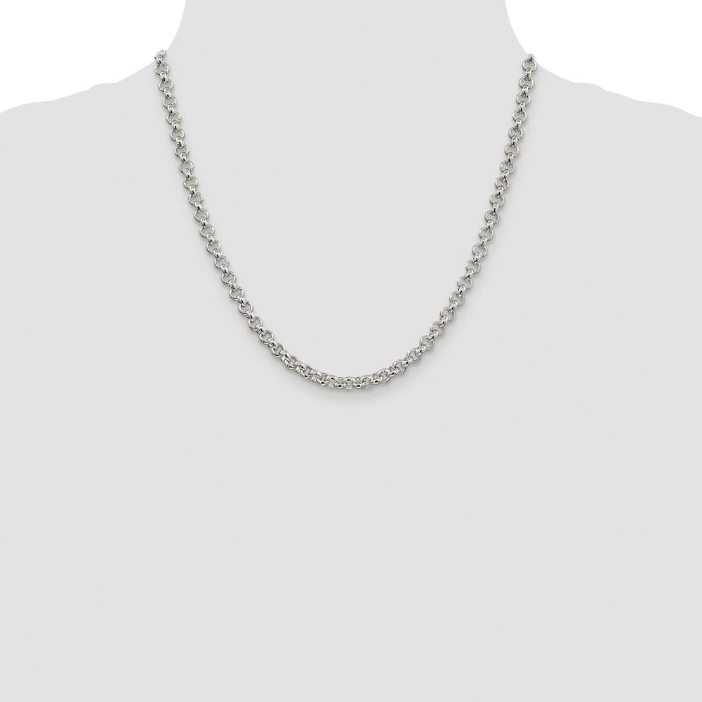 Sterling Silver Rhodium-Plated 5mm Rolo Chain Necklace - 20 Inches by Lumare Gioia