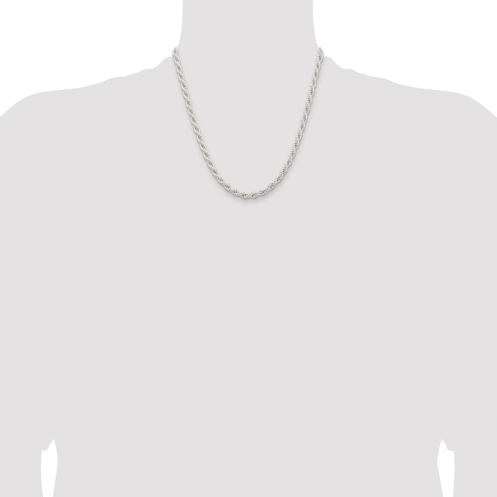 Sterling Silver Rhodium-Plated 5mm Rope Chain Necklace - 20 inches by Lumare Gioia