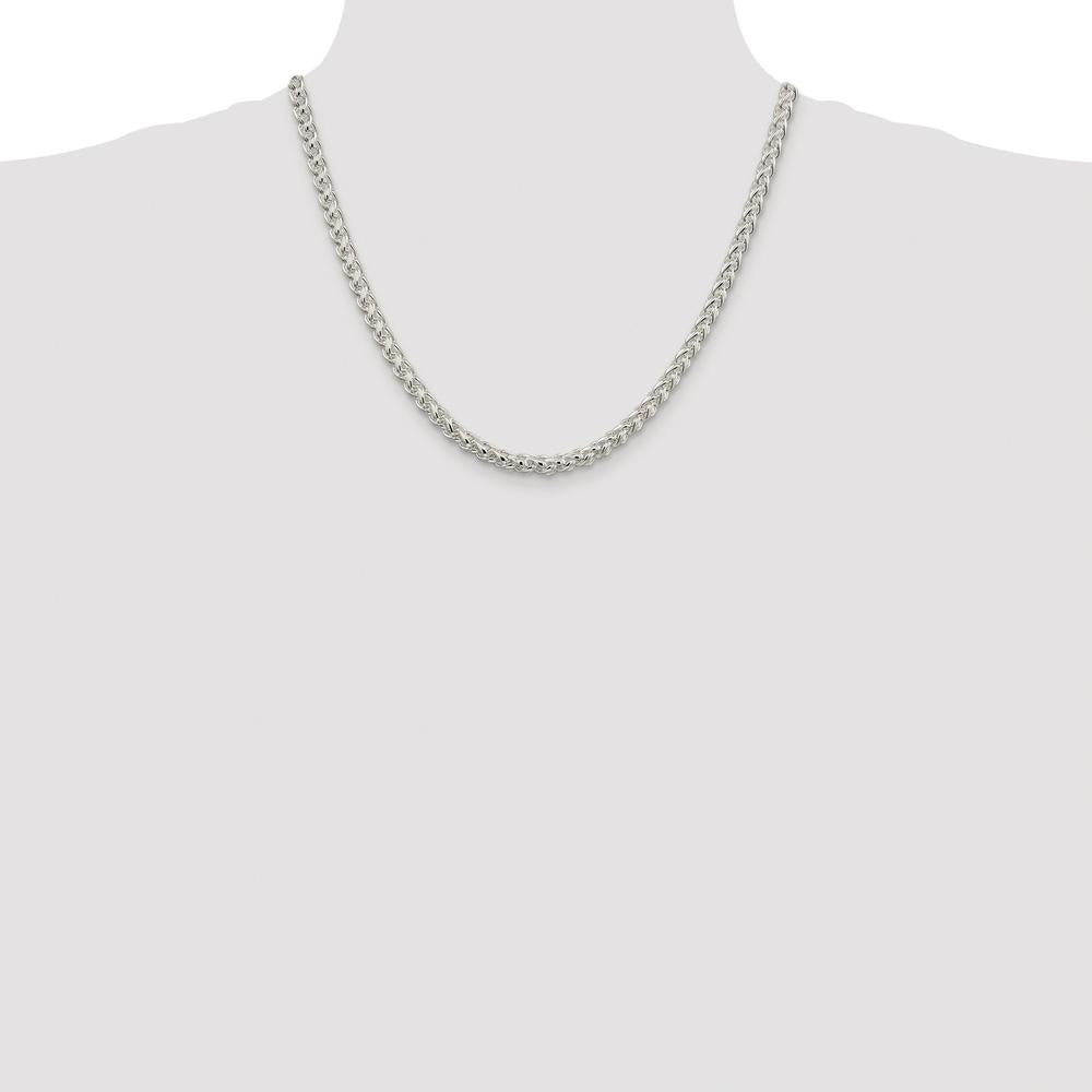 Sterling Silver Rhodium-Plated 5mm Round Spiga Chain - 20 Inches by Lumare Gioia
