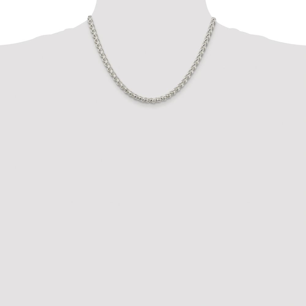Sterling Silver Rhodium-Plated 5mm Round Spiga Chain Necklace - 18 Inches by Lumare Gioia