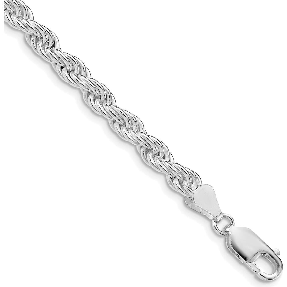 Sterling Silver Rhodium-Plated 5mm Solid Rope Chain - 30 Inches, Lobster Clasp by Lumare Gioia