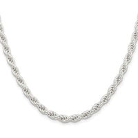 Sterling Silver Rhodium-Plated 5mm Solid Rope Chain - 30 Inches, Lobster Clasp by Lumare Gioia