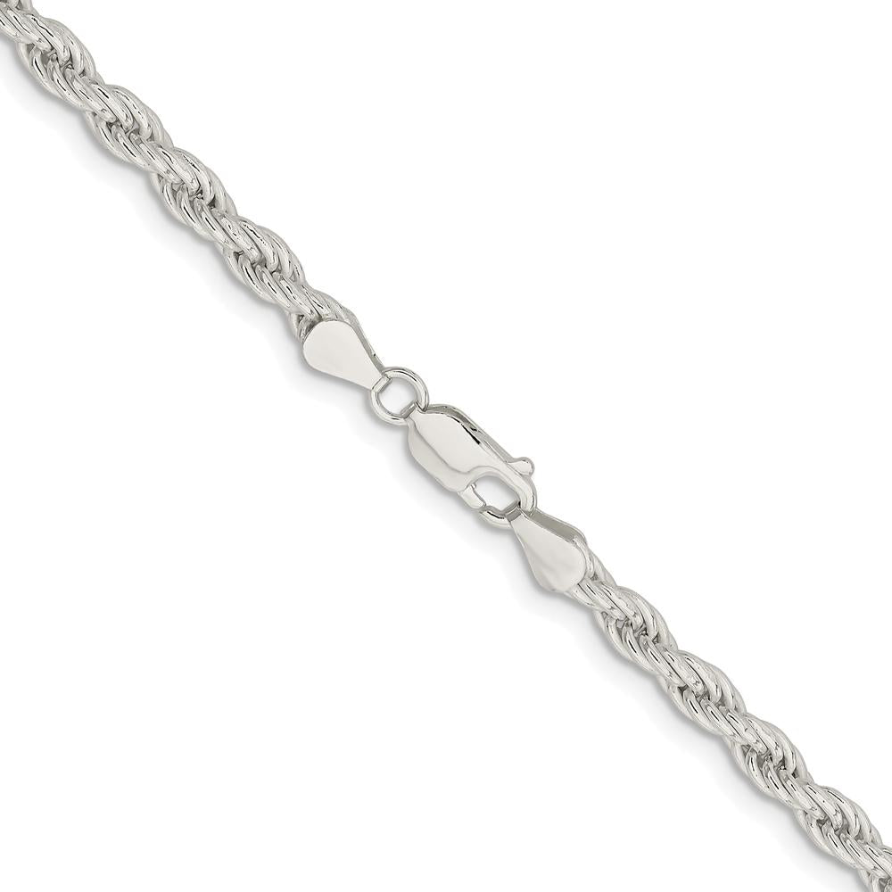 Sterling Silver Rhodium-Plated 5mm Solid Rope Chain - 30 Inches, Lobster Clasp by Lumare Gioia