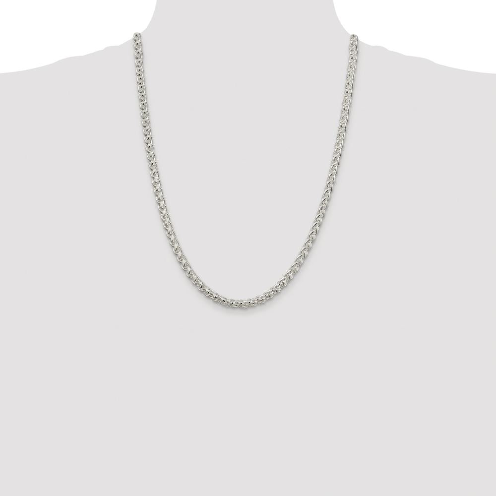 Sterling Silver Rhodium-Plated 5mm Spiga Chain Necklace - 24 Inches by Lumare Gioia