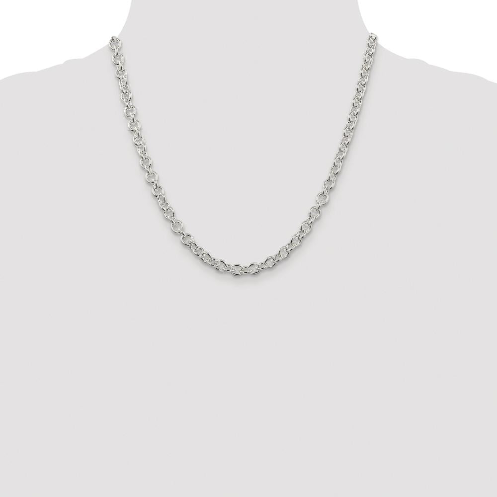 Sterling Silver Rhodium-Plated 6.1mm Cable Chain Necklace - 20 inches by Lumare Gioia