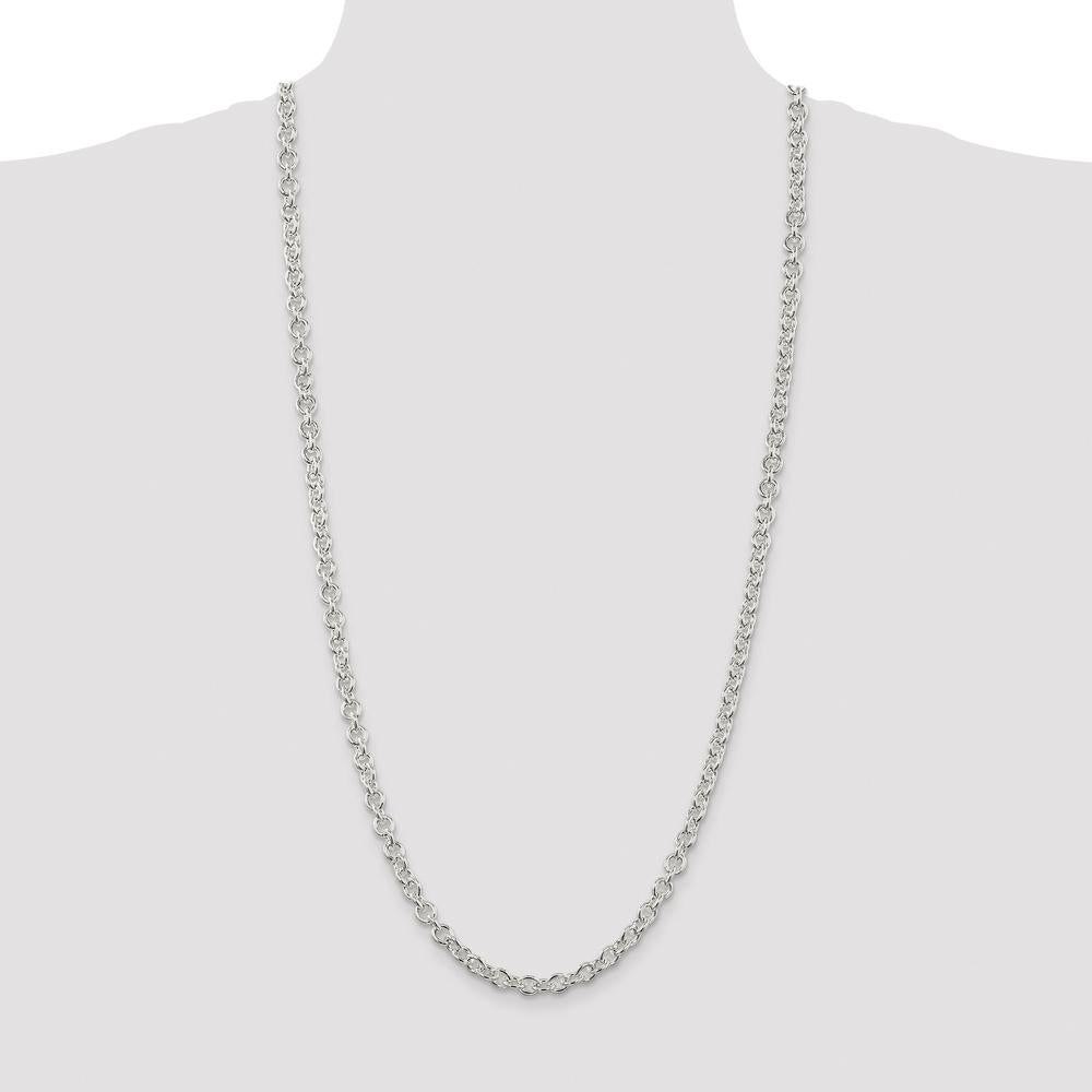 Sterling Silver Rhodium-Plated 6.1mm Cable Chain Necklace - 30 inches by Lumare Gioia