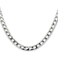 Sterling Silver Rhodium-Plated 6.25mm Diamond-Cut Curb Chain 20" by Lumare Gioia