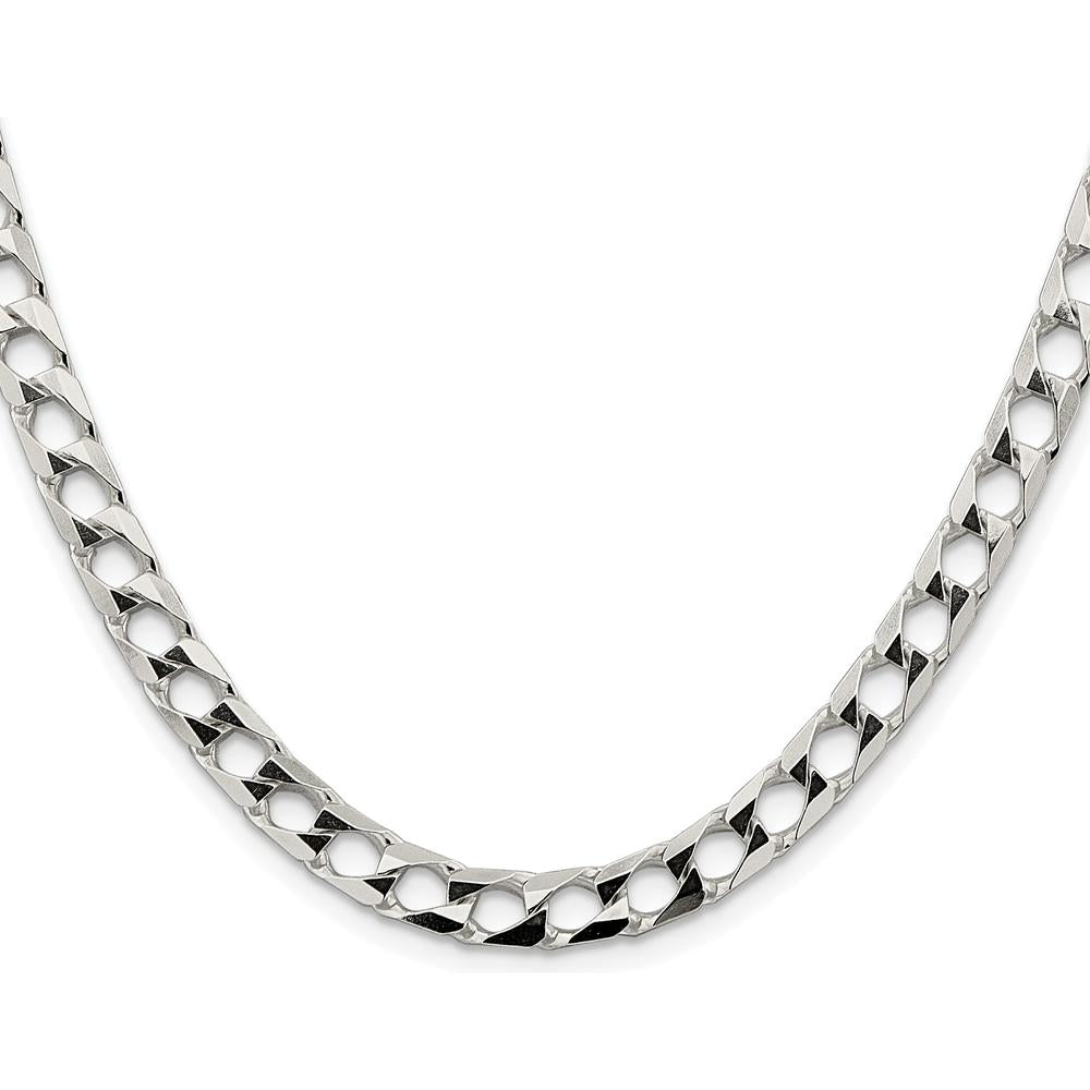 Sterling Silver Rhodium-Plated 6.25mm Diamond-Cut Curb Chain 20" by Lumare Gioia