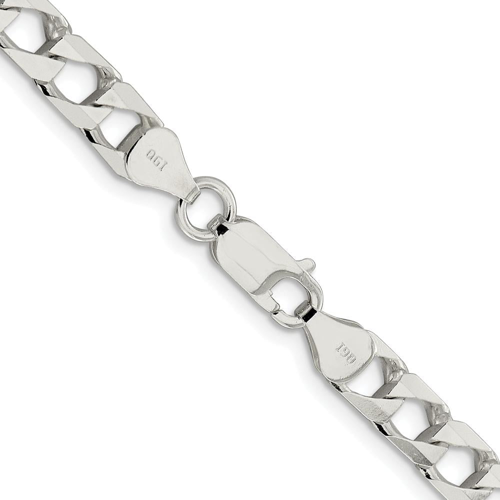 Sterling Silver Rhodium-Plated 6.25mm Diamond-Cut Curb Chain 20" by Lumare Gioia
