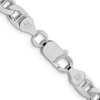 Sterling Silver Rhodium-Plated 6.5mm Diamond-Cut Anchor Curb Chain - 22" Length by Lumare Gioia