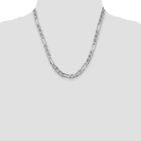 Sterling Silver Rhodium-Plated 6.5mm Figaro Anchor Chain Necklace - 20 Inches by Lumare Gioia