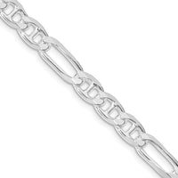 Sterling Silver Rhodium-Plated 6.5mm Figaro Anchor Chain Necklace - 22 Inch by Lumare Gioia