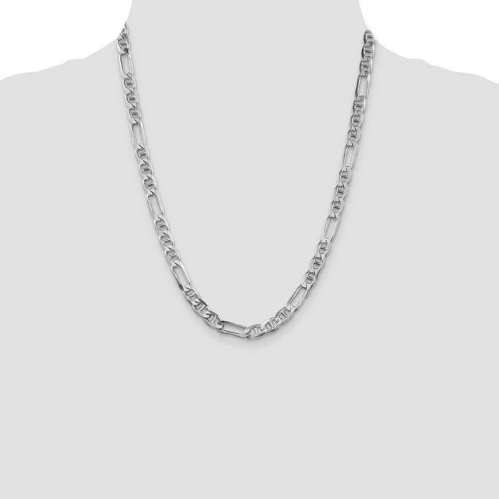 Sterling Silver Rhodium-Plated 6.5mm Figaro Anchor Chain Necklace - 22 Inch by Lumare Gioia