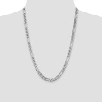 Sterling Silver Rhodium-Plated 6.5mm Figaro Anchor Chain Necklace - 24 Inches by Lumare Gioia