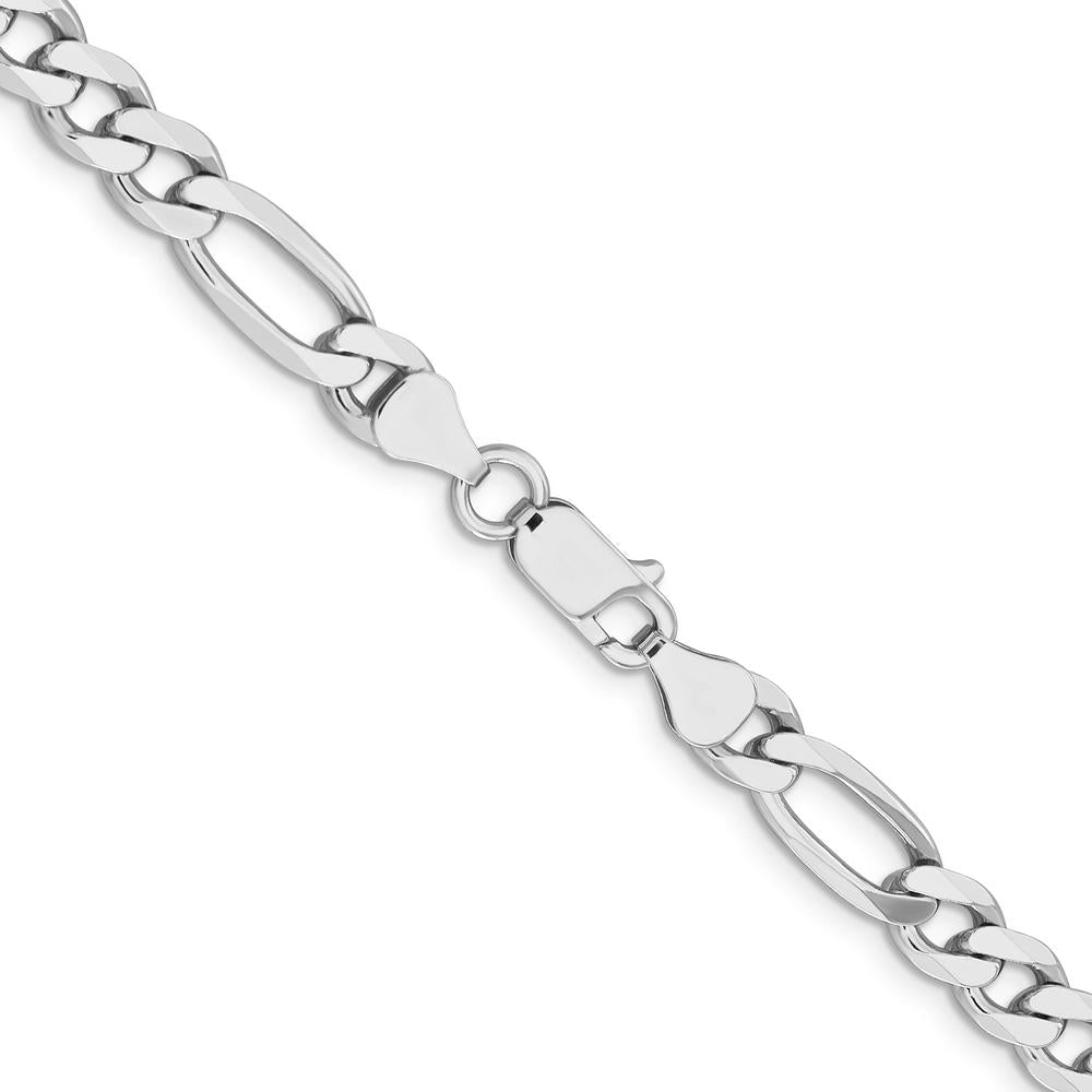 Sterling Silver Rhodium-Plated 6.5mm Figaro Chain - 24 Inch with Lobster Clasp by Lumare Gioia