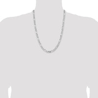 Sterling Silver Rhodium-Plated 6.5mm Figaro Chain - 24 Inch with Lobster Clasp by Lumare Gioia