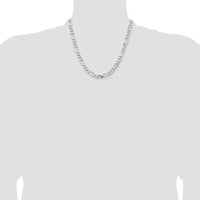 Sterling Silver Rhodium-Plated 6.5mm Figaro Chain Necklace - 20 Inches by Lumare Gioia