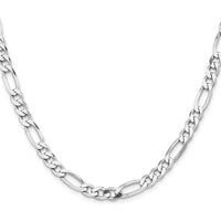 Sterling Silver Rhodium-Plated 6.5mm Figaro Chain Necklace - 22 inches by Lumare Gioia