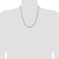 Sterling Silver Rhodium-Plated 6.5mm Figaro Chain Necklace - 22 inches by Lumare Gioia