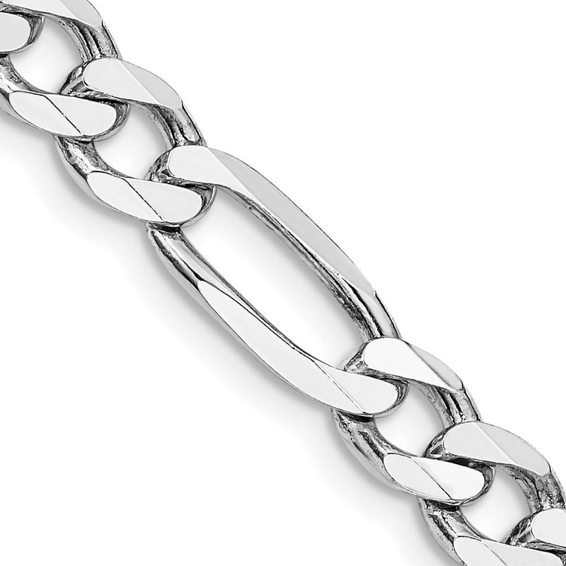 Sterling Silver Rhodium-Plated 6.5mm Figaro Chain Necklace - 26 Inches by Lumare Gioia