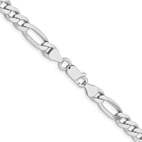 Sterling Silver Rhodium-Plated 6.5mm Figaro Chain Necklace - 26 Inches by Lumare Gioia