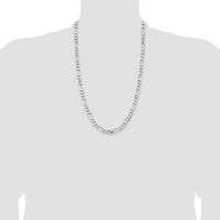 Sterling Silver Rhodium-Plated 6.5mm Figaro Chain Necklace - 26 Inches by Lumare Gioia