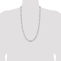 Sterling Silver Rhodium-Plated 6.5mm Figaro Chain Necklace - 28 Inches by Lumare Gioia