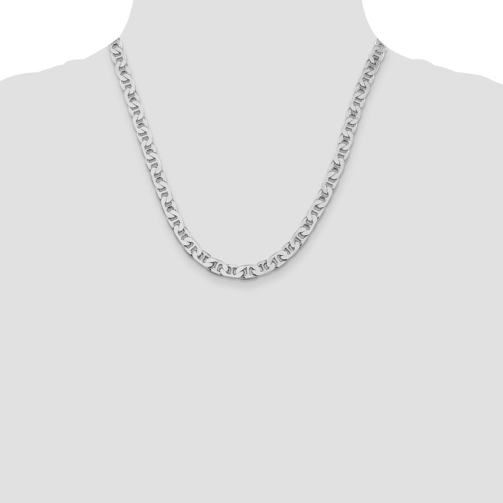 Sterling Silver Rhodium-Plated 6.5mm Flat Anchor Chain - 20 inches by Lumare Gioia