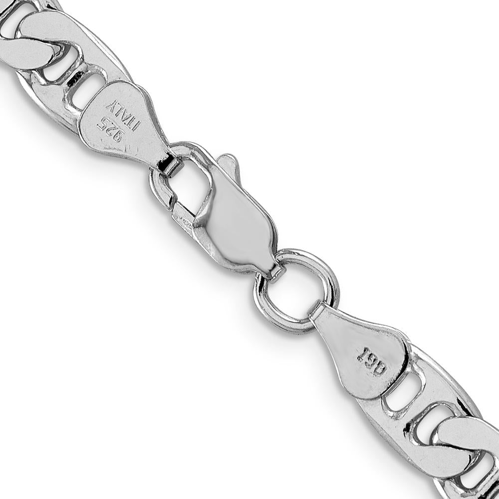 Sterling Silver Rhodium-Plated 6.5mm Flat Anchor Chain Necklace - 22 Inches by Lumare Gioia