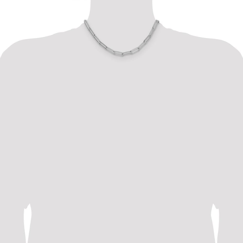 Sterling Silver Rhodium-Plated 6.5mm Paperclip Chain Necklace - 16 Inches by Lumare Gioia