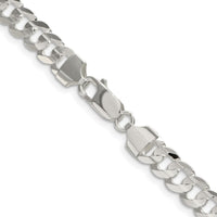 Sterling Silver Rhodium-Plated 6.75mm Concave Beveled Curb Chain - 20 Inches by Lumare Gioia