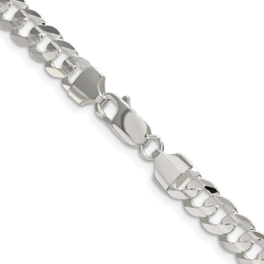 Sterling Silver Rhodium-Plated 6.75mm Concave Beveled Curb Chain - 20 Inches by Lumare Gioia