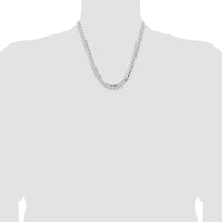Sterling Silver Rhodium-Plated 6.75mm Concave Beveled Curb Chain - 20 Inches by Lumare Gioia